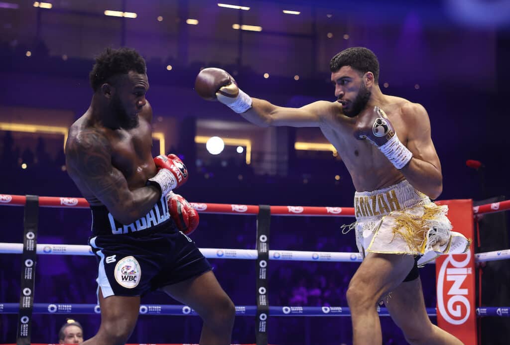 Hamzah Sheeraz fought too cautiously agaisnt Carlos Adames. Photo: Mark Robinson, Matchroom Boxing