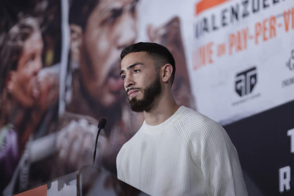 Jose "Rayo" Valenzuela speaks to reporters at Thursday's final pre-fight news conference. Photo: Premier Boxing Champions