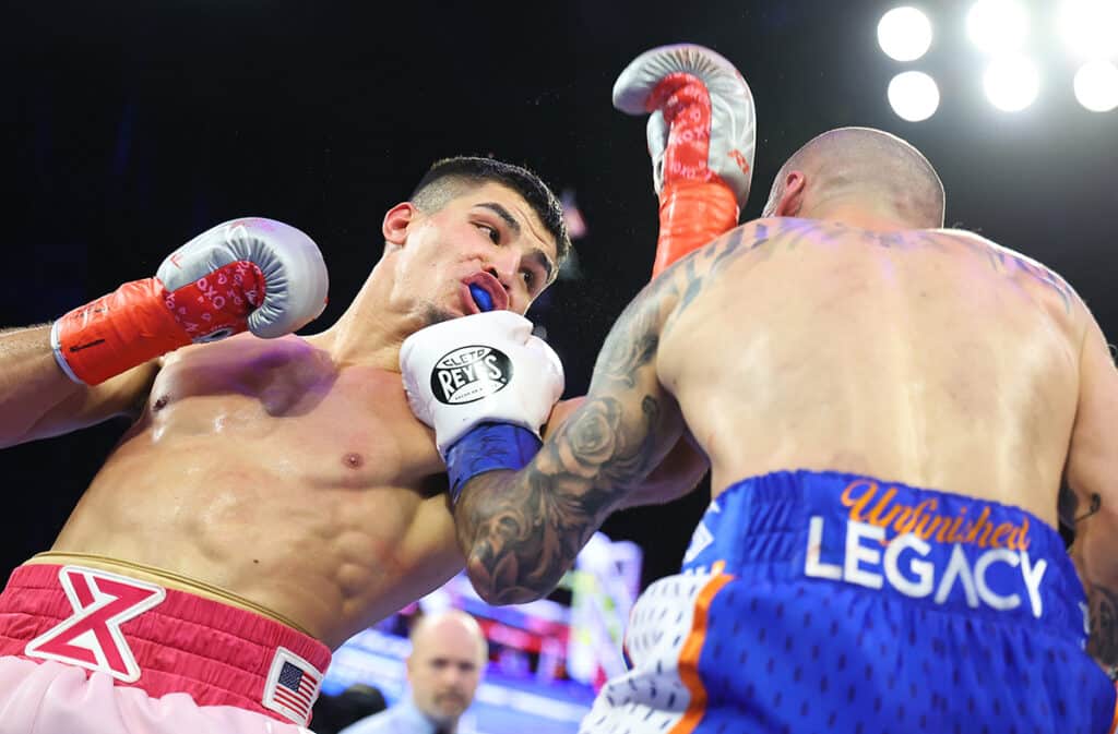 Xander Zayas landed 257 total punches, to just 39 for Slawa Spomer. Photo: Mikey Williams, Top Rank Boxing