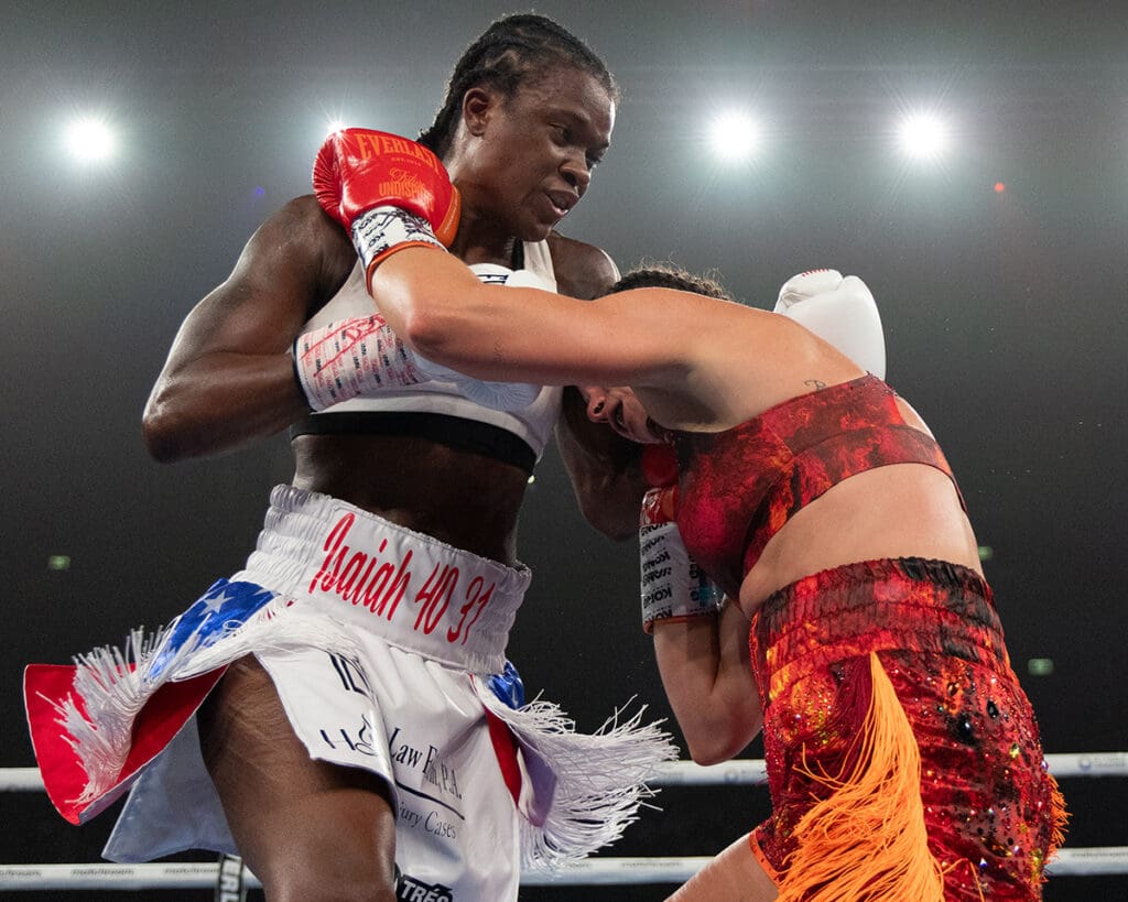 Tiara Brown said her pressure against Skye Nicolson secured the victory. Photo: Matchroom Boxing