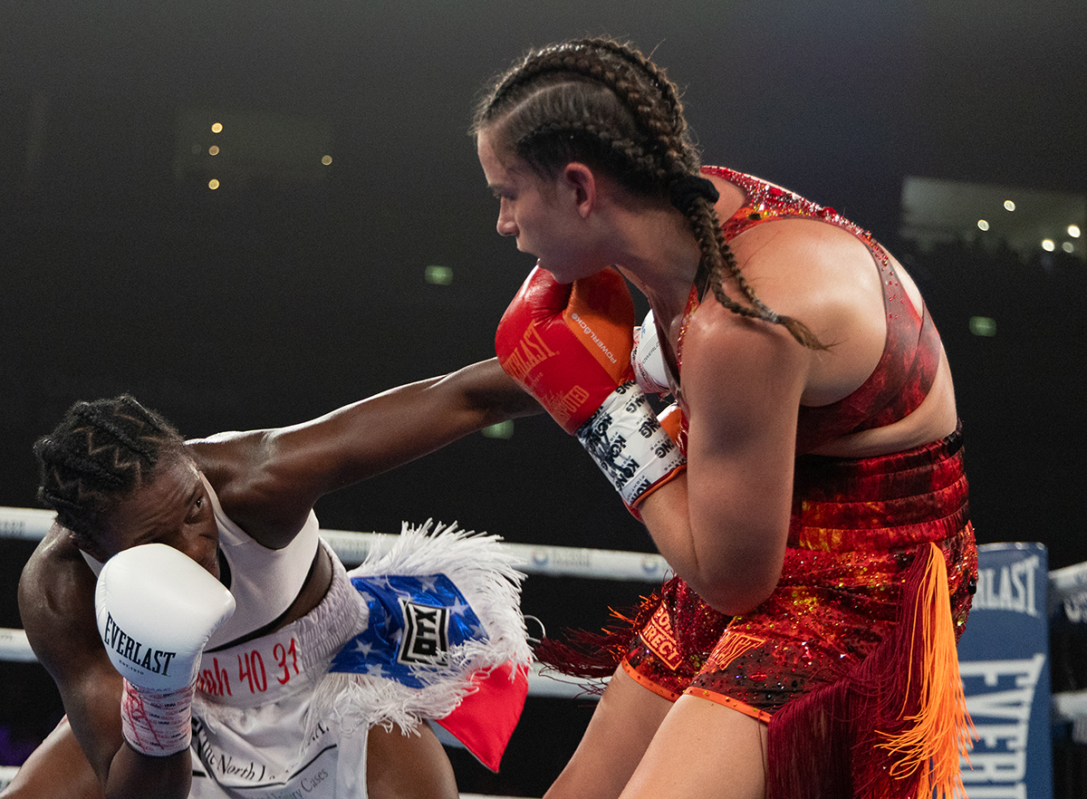 Tiara Brown said her pressure against Skye Nicolson secured the victory. Photo: Matchroom Boxing