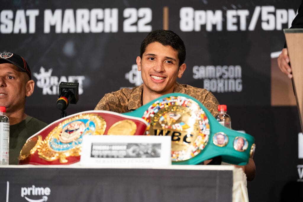 Expect Sebastian Fundora to successfully defend his two titles, setting up a future unification fight. Photo: Ryan Hafey, Premier Boxing Champions