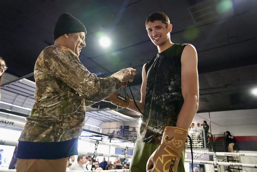 It's a family affair for Sebastian Fundora, who is trained by his father Freddy and works alongside stablemate sister, Gabriela. Photo: Premiere Boxing Champions