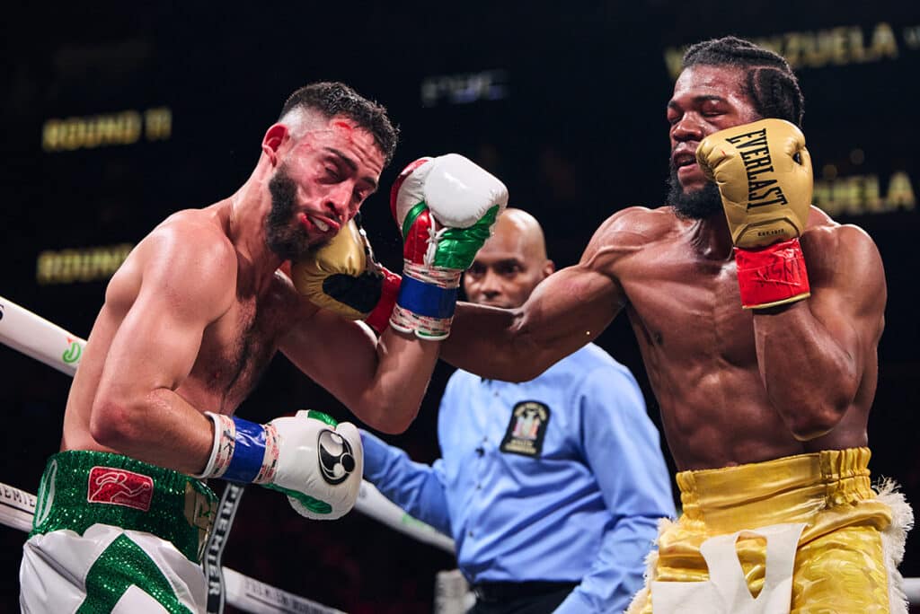 Gary Antuanne Russell completely outworked Jose Valenzuela. Photo: Esther Lin, Premier Boxing Champions