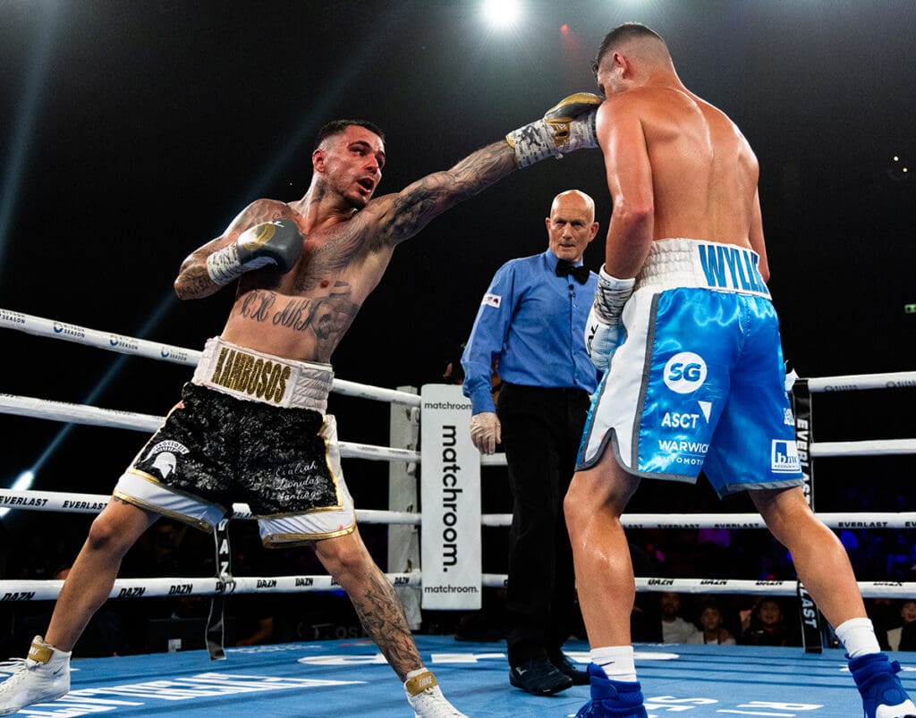 George Kambosos Jr. worked well at range in the early rounds. Photo: Matchroom Boxing