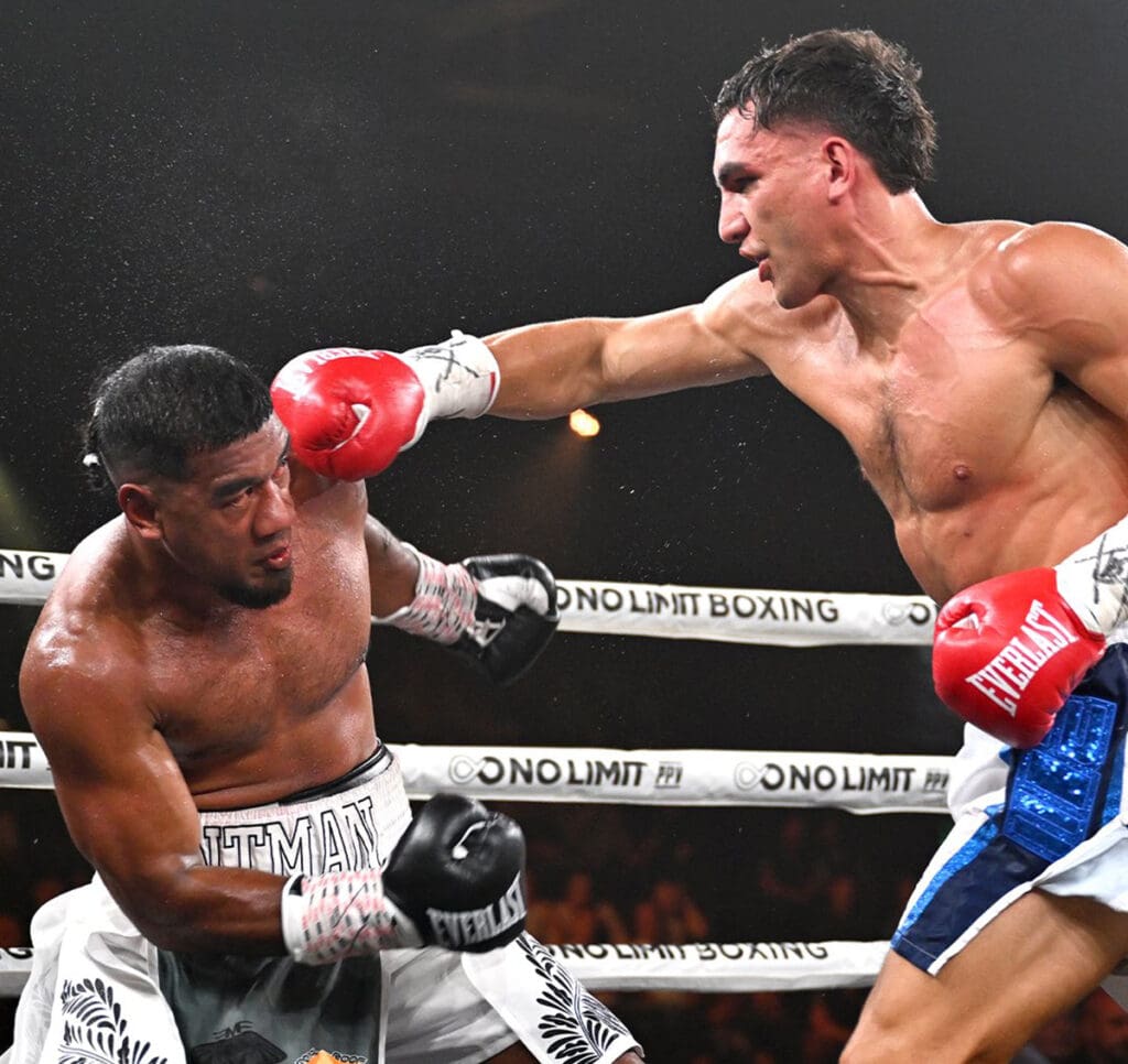 Kirra Ruston put down Tonga Tongotongo in an impressive performance. Photo: No Limit Boxing Keith Thurman