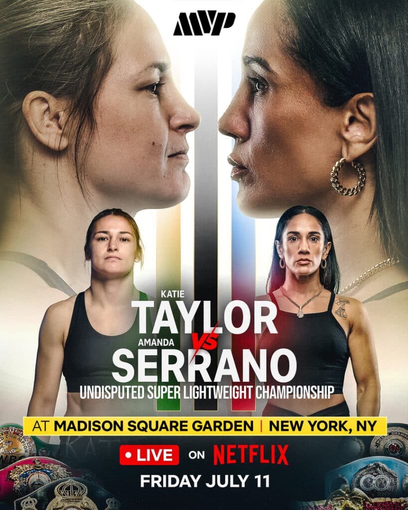 It's official: Katie Taylor and Amanda Serrano will have a trilogy fight on July 11. Photo: MVP Taylor vs Serrano 3