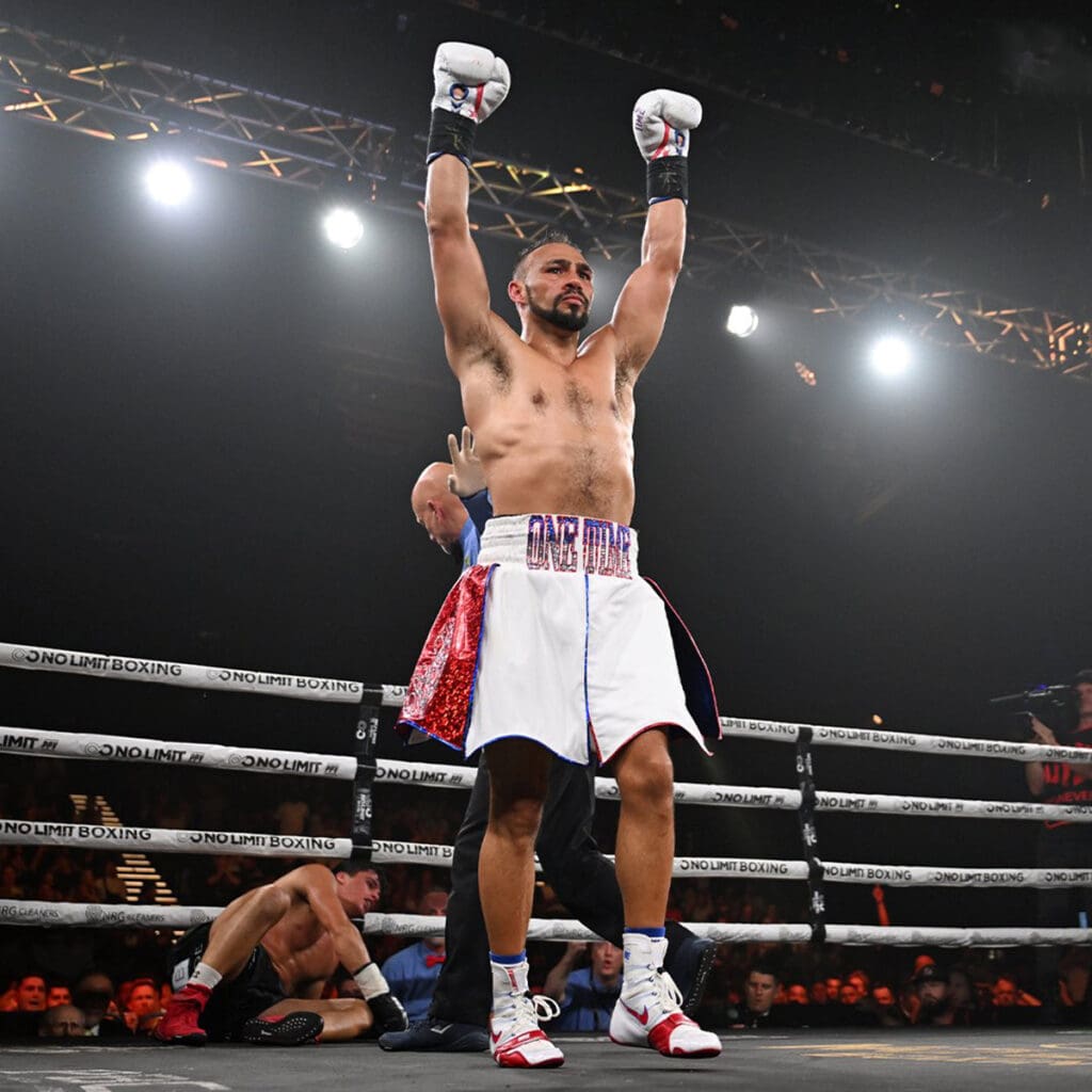 Keith Thurman knew as soon as he landed the hard left hook to the body he could drop Brock Jarvis. Photo: No Limit Boxing