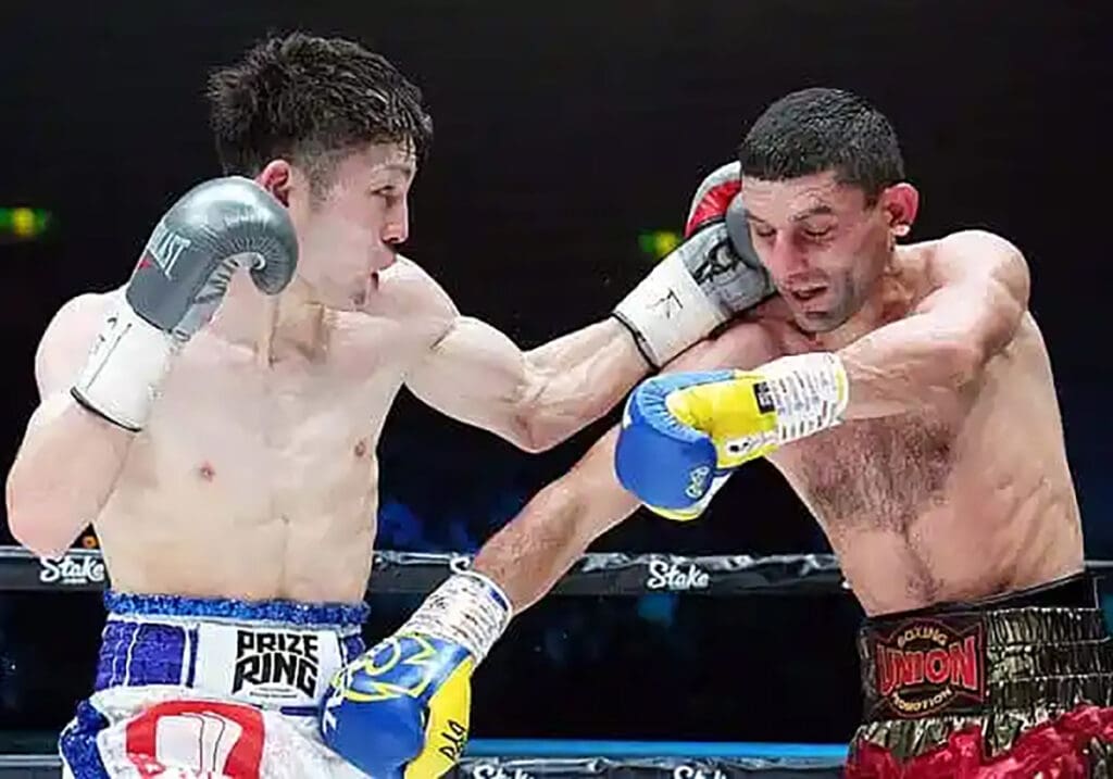 Seigo Yuri Akui beat longtime champion Artem Dalakian of Armenia by unanimous decision in January 2024, and followed up with title defenses against Taku Kuwahara and Thananchai Charunphak. Photo: Naoki Fukuda Kenshirto Teraji vs Akui