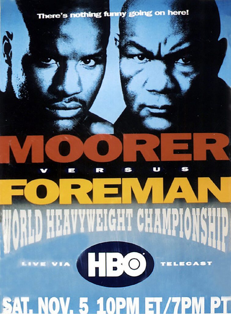 Fight poster for Moorer vs Foreman on November 5, 1994. Photo: BoxRec Wiki George Foreman