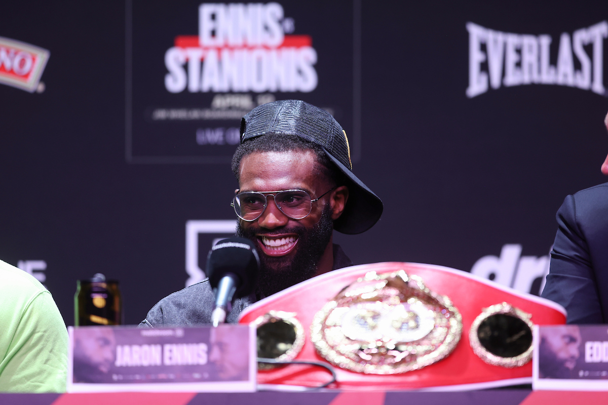 Jaron Ennis now begins his effort to win a title in a second division. Photo: Mark Robinson, Matchroom Boxing