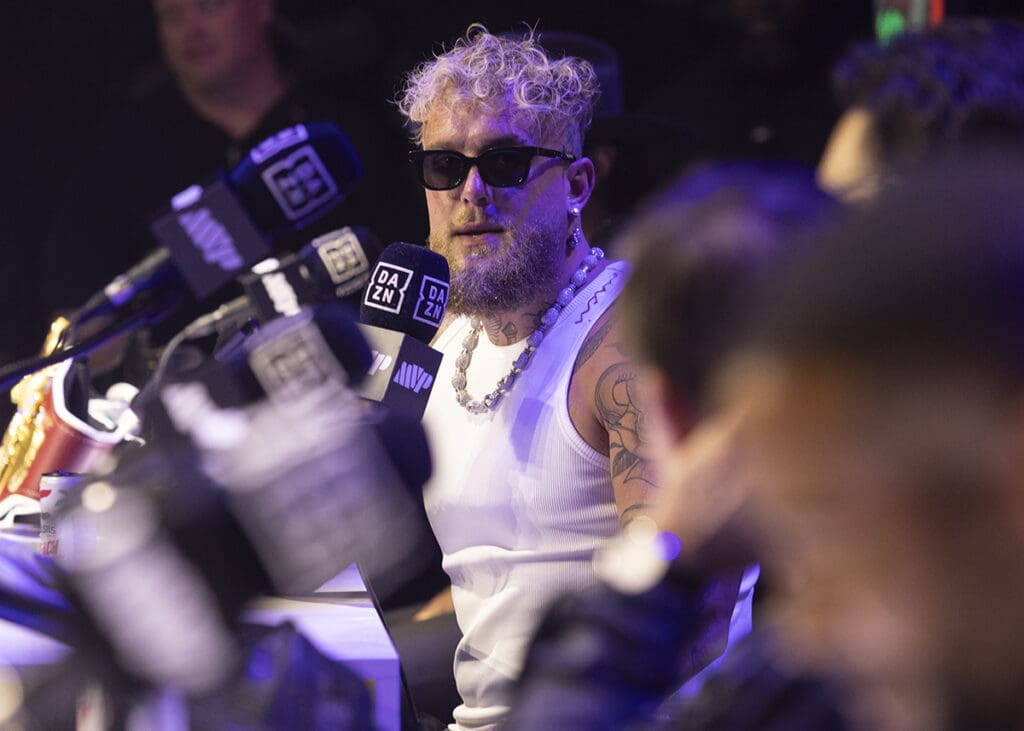 Jake Paul had plenty to say to both Julio Cesar Chavez Jr. and Senior. Photo: Esther Lin, Most Valuable Promotions