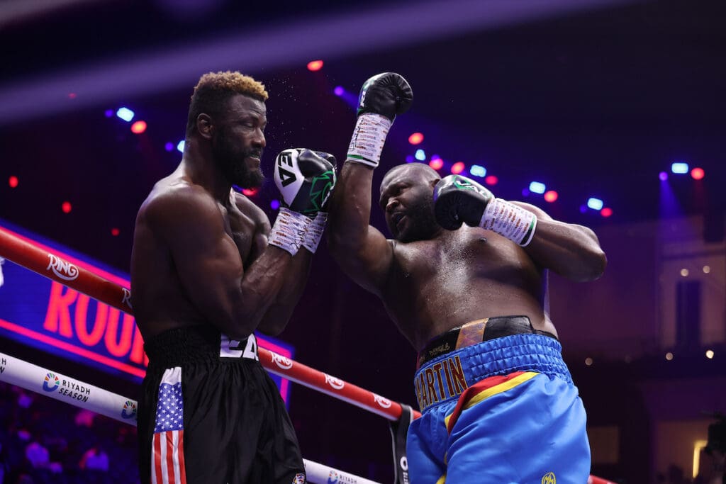 Martin Bakole found success when he closed the distance in rounds four and eight. Photo: Leigh Dawney/Queensberry