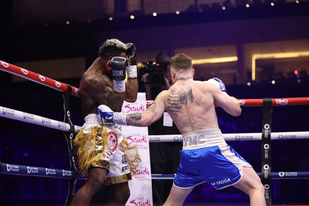 Canelo Alvarez won the fight based almost entirely on his successful body punching. Photo: Leigh Dawney/Queensberry
