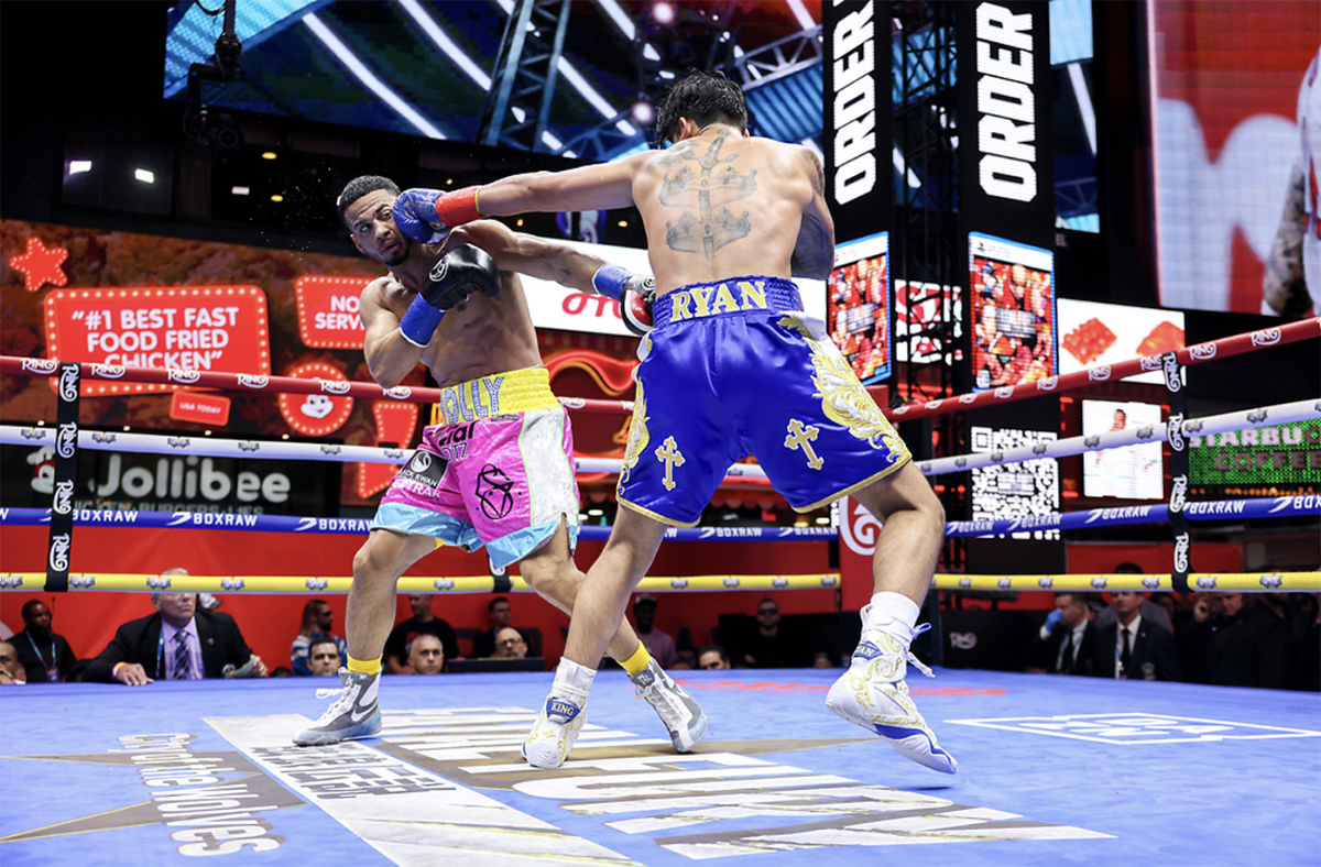 Ryan Garcia landed few solid power punches. He wasn't active enough to threaten Rolly Romero. Photo: Matchroom Boxing