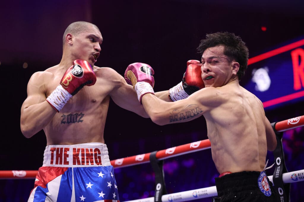 Brayan Leon heard the final bell for the first time as a pro. Photo: Leigh Dawney/Queensberry: Leigh Dawney/Queensberry Canelo Scull