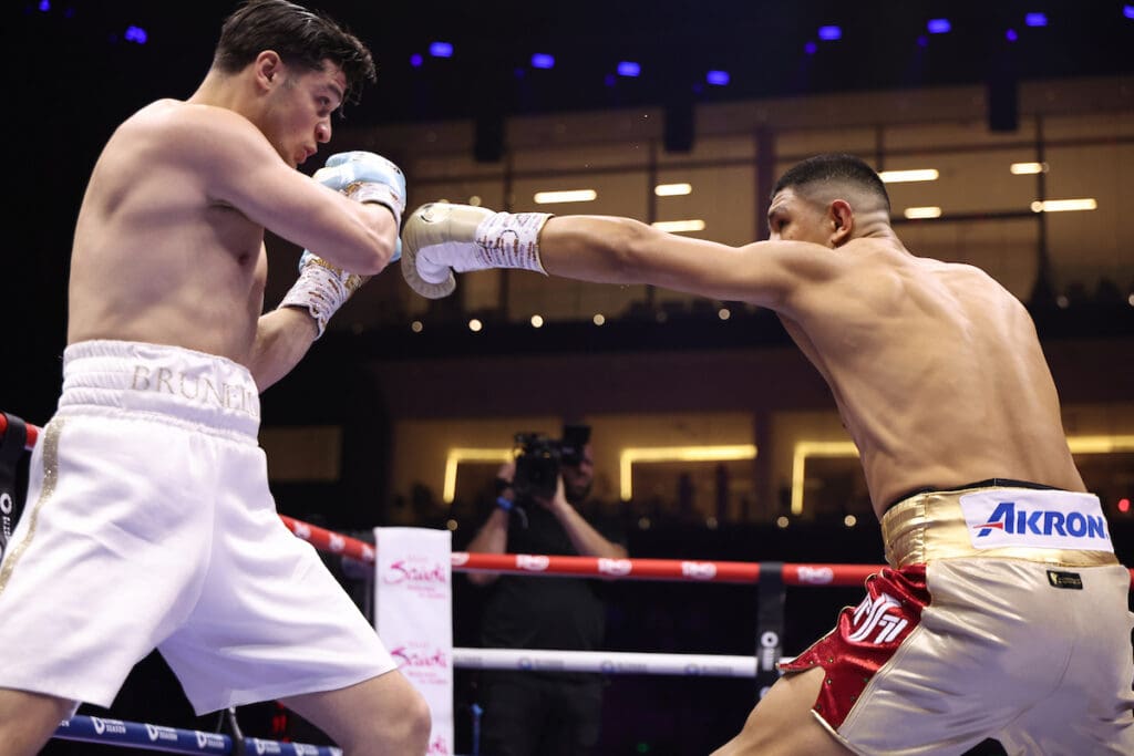 Jaime Munguia fought with maturity and patience against Bruno Serace. Photo: Leigh Dawney/Queensberry