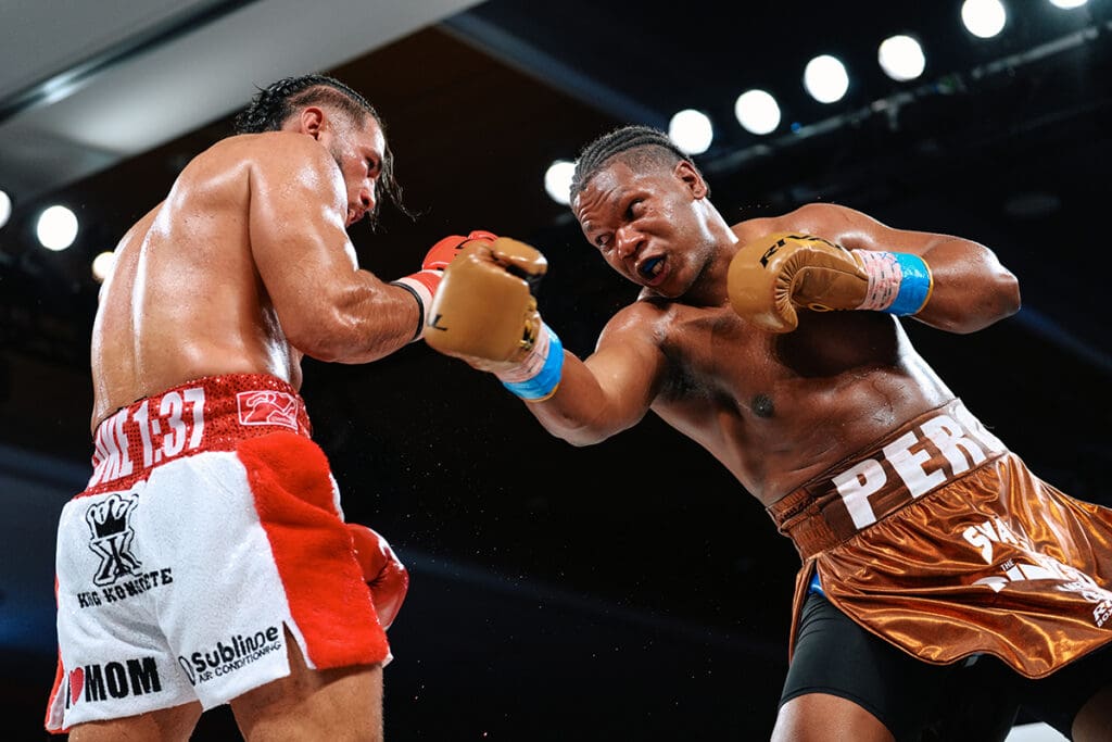 Dainier Pero had to dig deep to overcome two early knockdowns to win. Photo: Harry Aaron, Most Valuable Promotions