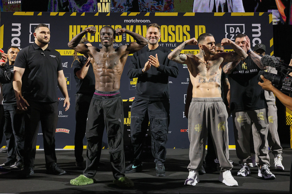 After last week's nightmare, it was a relief to learn both Richardson Hitchins and George Kambosos Jr.made the 140-pound limit. Photo: Geoffrey Knott/Matchroom Boxing