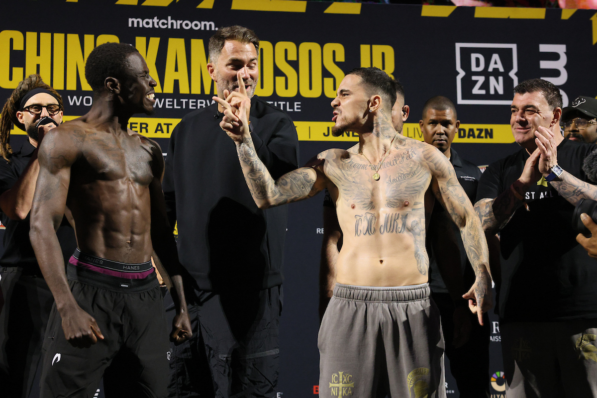 Richardson Hitchins defends his title against George Kambosos Jr. in the main event Saturday night. Photo: Geoffrey Knott/Matchroom Boxing