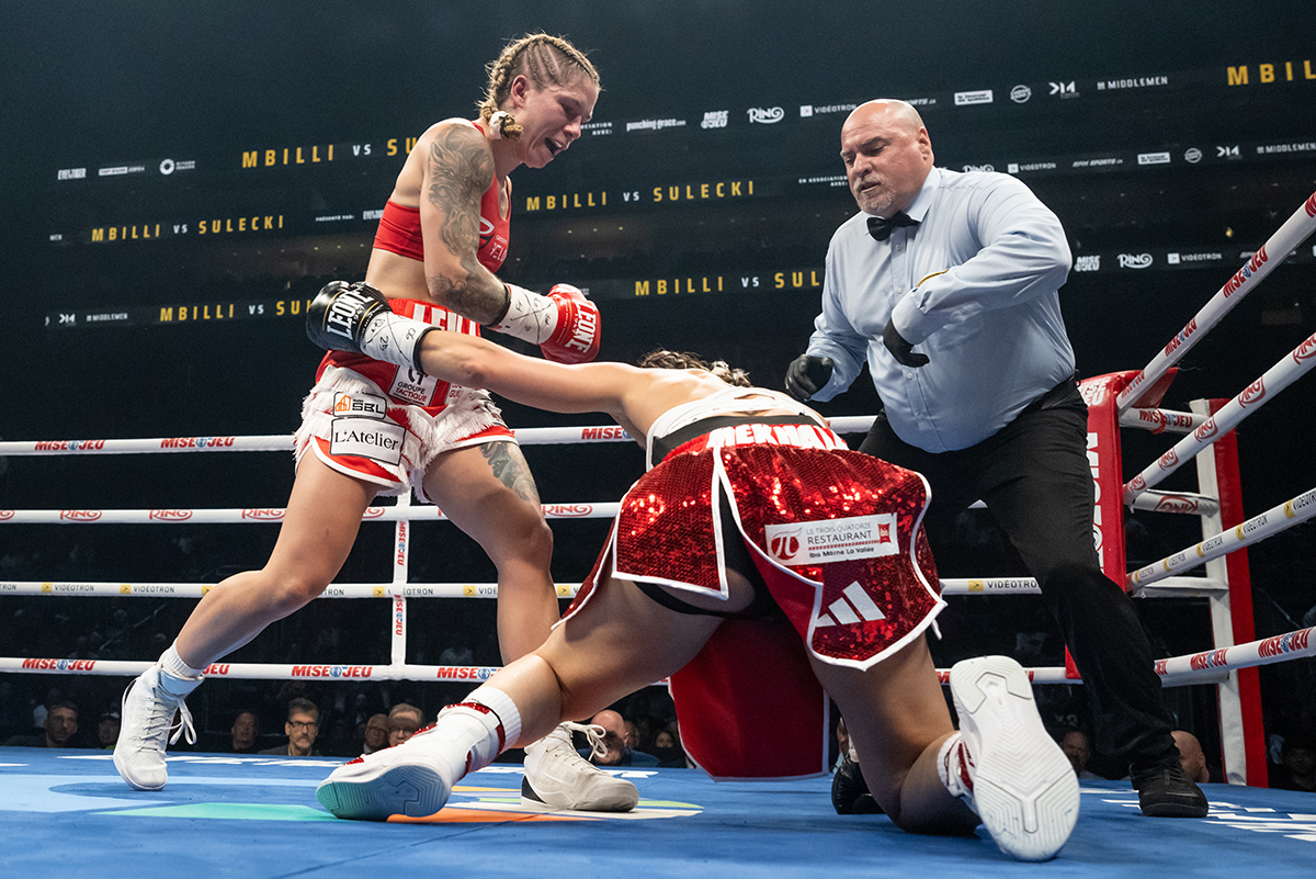 Leila Beaudoin announced herself as a legitimate contender at super featherweight Friday. Photo: Vincent Ethier, Eye Of The Tiger