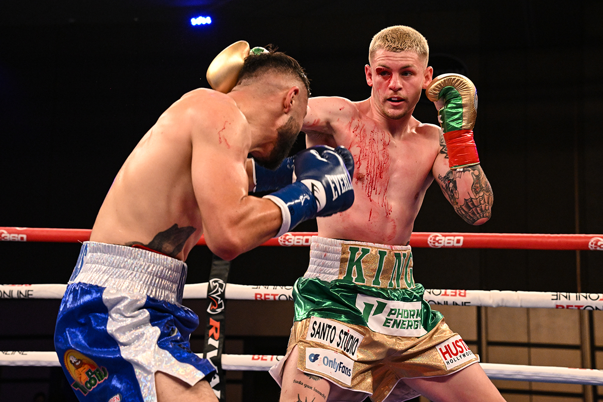 Callum Walsh had his fight well in hand until the cut forced the ringside physician to stop the action. Photo: 360 Boxing Promotions