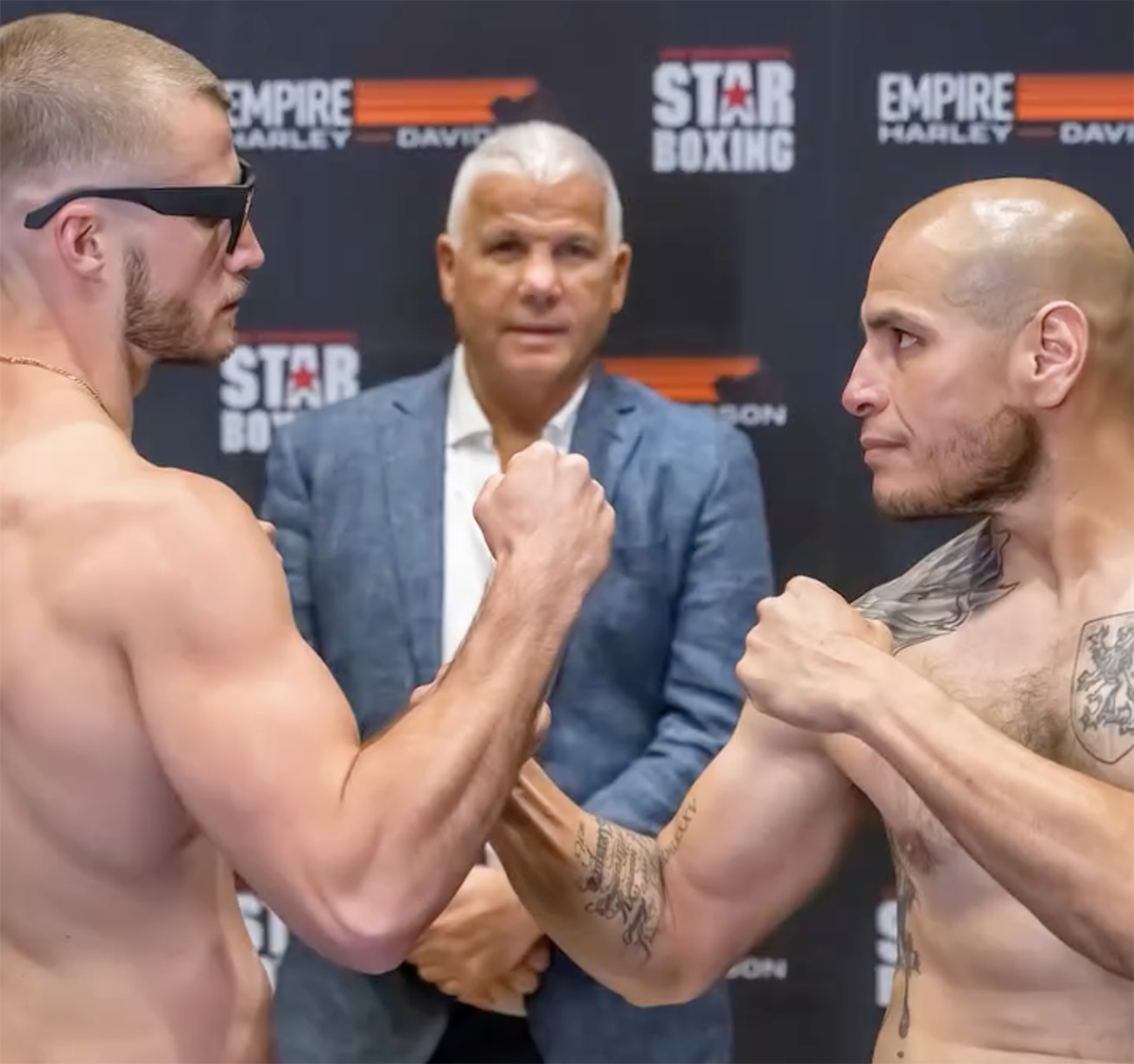 Austin “All-American” Cassese of Shrub Oak, New York takes on Eduardo Monrreal of El Paso, Texas. Photo: Star Boxing