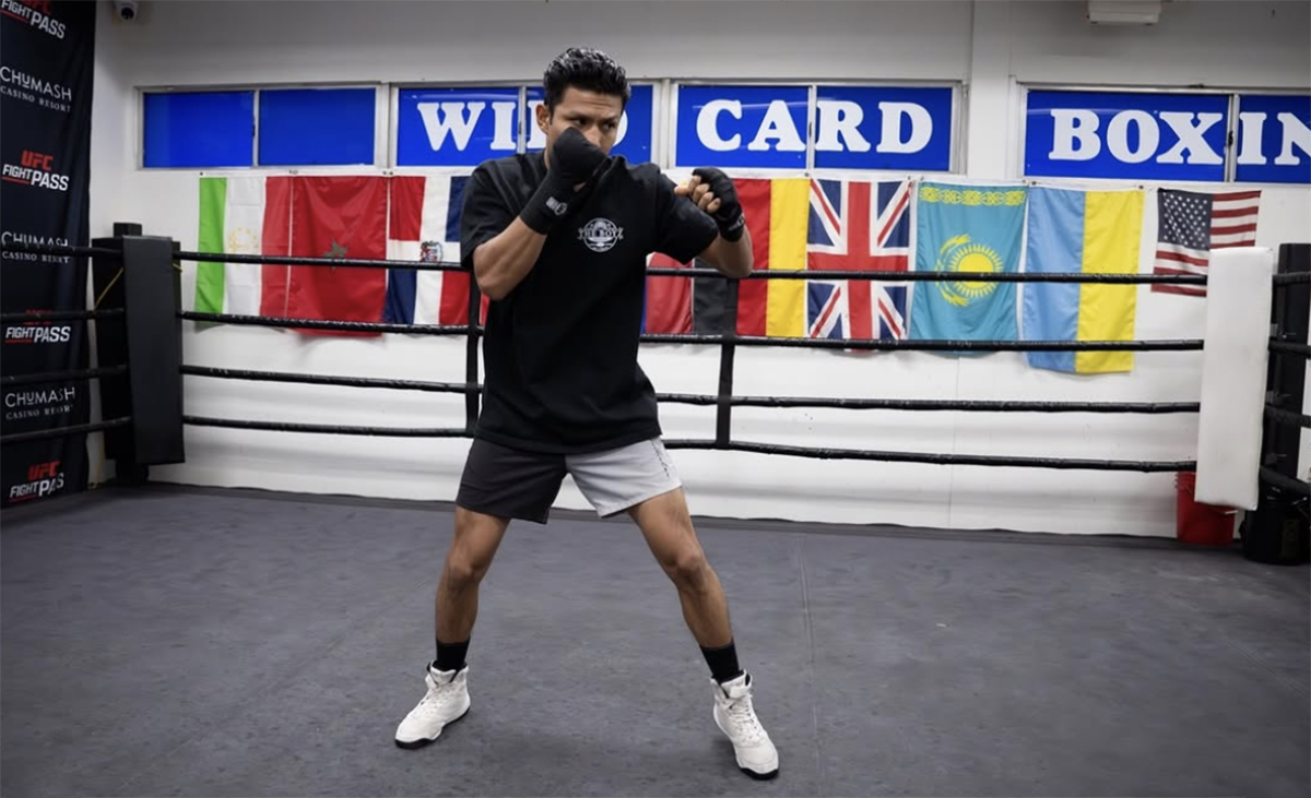 Chucky Barrera displayed his skills and emerged from fight camp seclusion with a visit to the Wild Card Gym in Hollywood. Photo: 360 Boxing Promotions