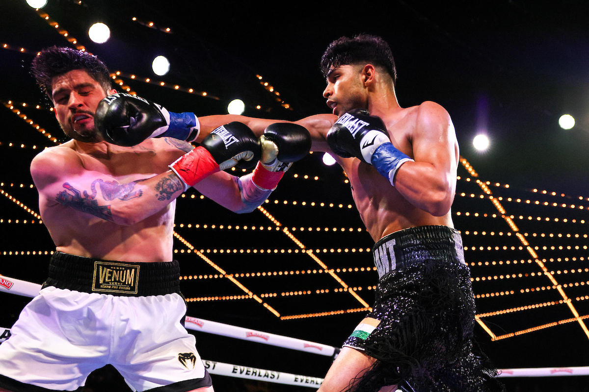 Nishant Dev is two for two as a young professional. Photo: Geoffrey Knott/Matchroom Boxing Hitchins Kambosos Jr.