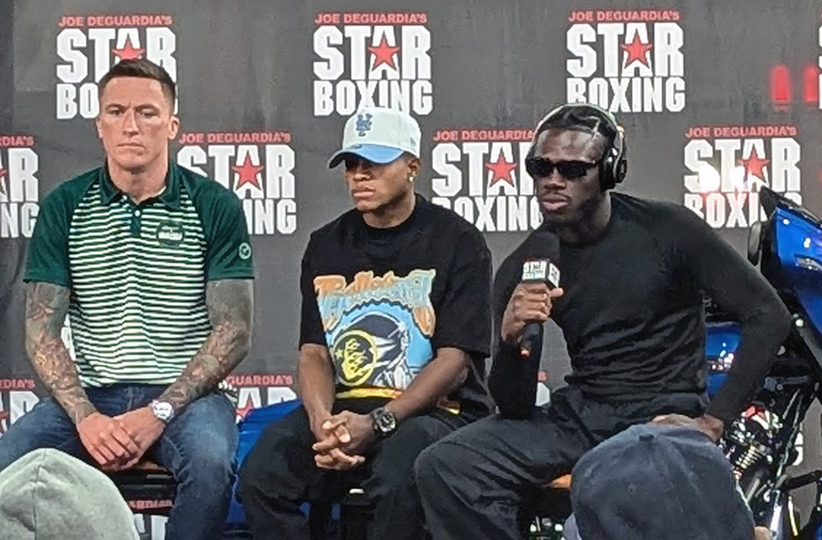 Fighters Harley Burke, Rodrigo Martin, and Sharif One. Photo: Kelly Pomara for NY Fights