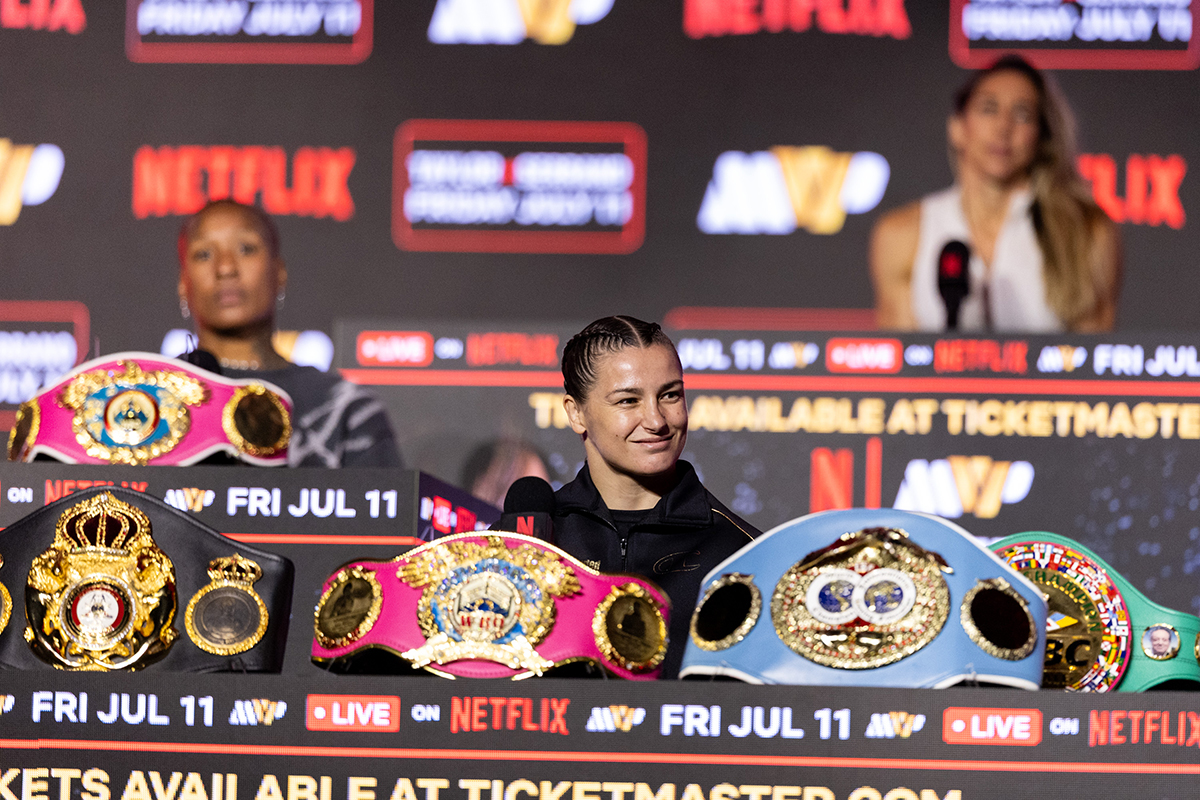 Katie Taylor listened politely but dismissed her opponent's chances against her. Photo: Esther Lin, Most Valuable Promotions