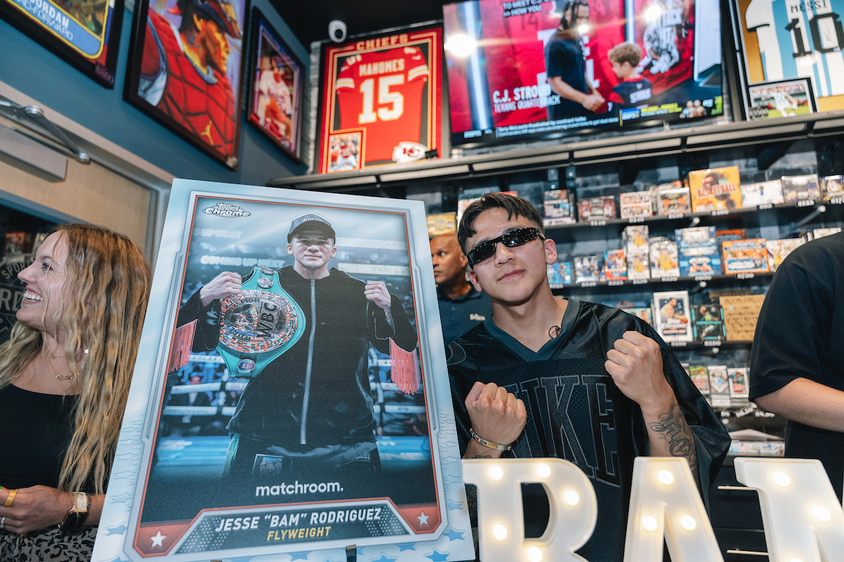 Bam Rodriguez met with fans at Cards In A Box this week signing autographs and posing for photos. Photo: Zachariah Delgado/ Matchroom Boxing