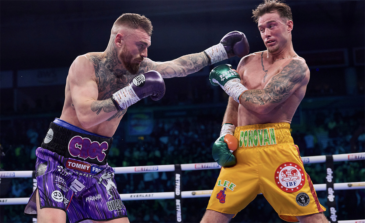 In the first fight, Lewis Crocker was ahead on the cards against Paddy Donovan. Photo: Matchroom Boxing Crocker Donovan 2