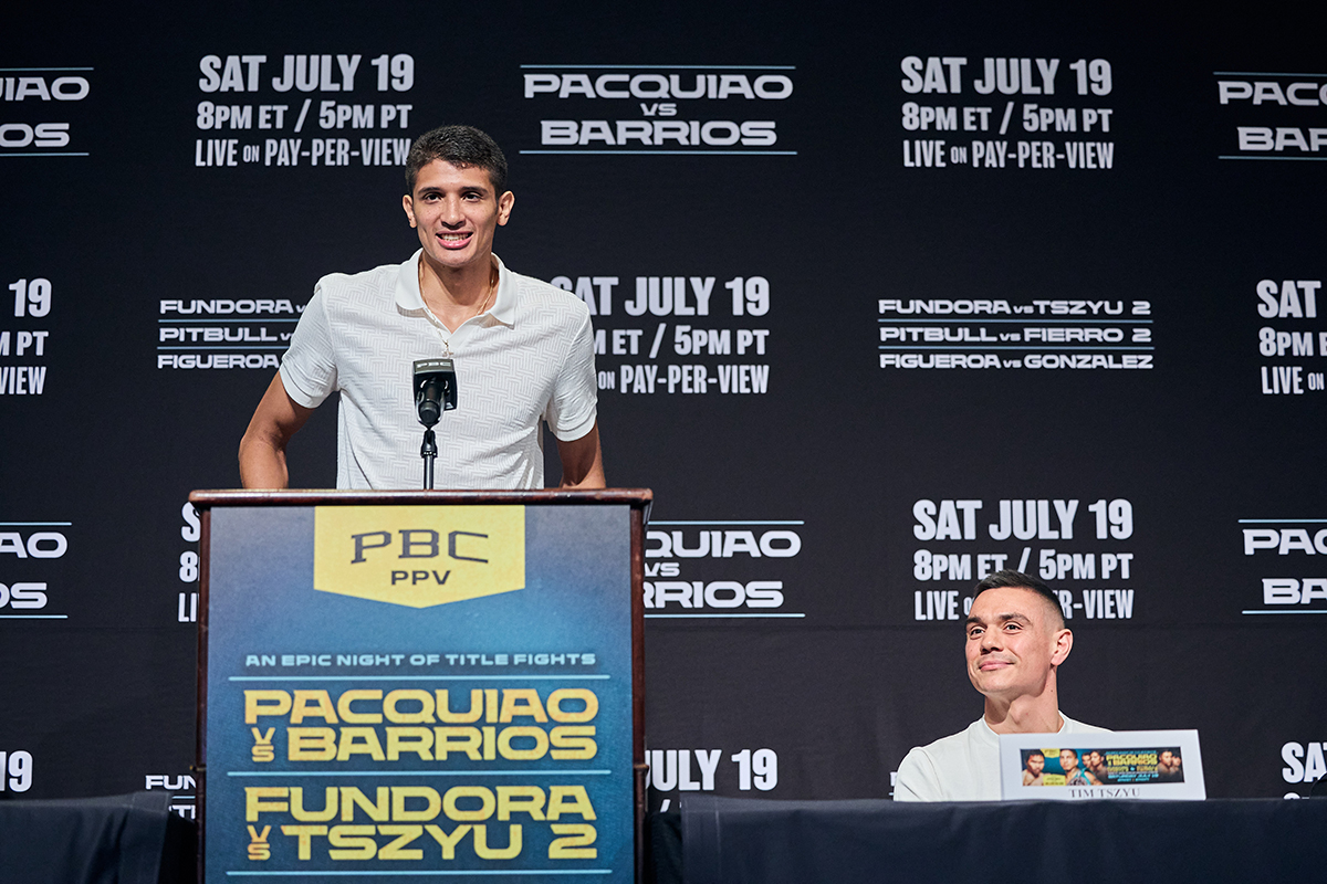 Sebastian Fundora and Tim Tszyu will meet in the ring for a rematch on Saturday. Photo: Esther Lin, Premier Boxing Champions