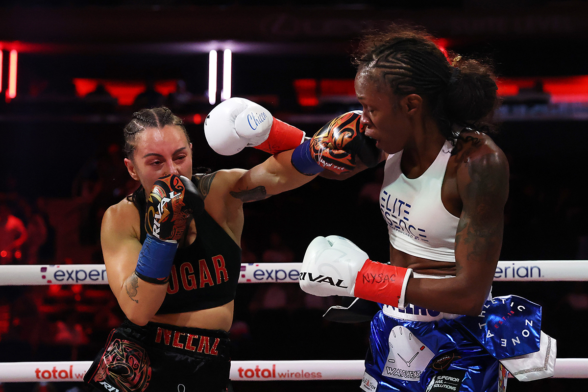 Cherneka Johnson never let up the pressure on a game but outgunned Shurretta Metcalf. Photo: Sarah Stier/Getty Images for Netflix