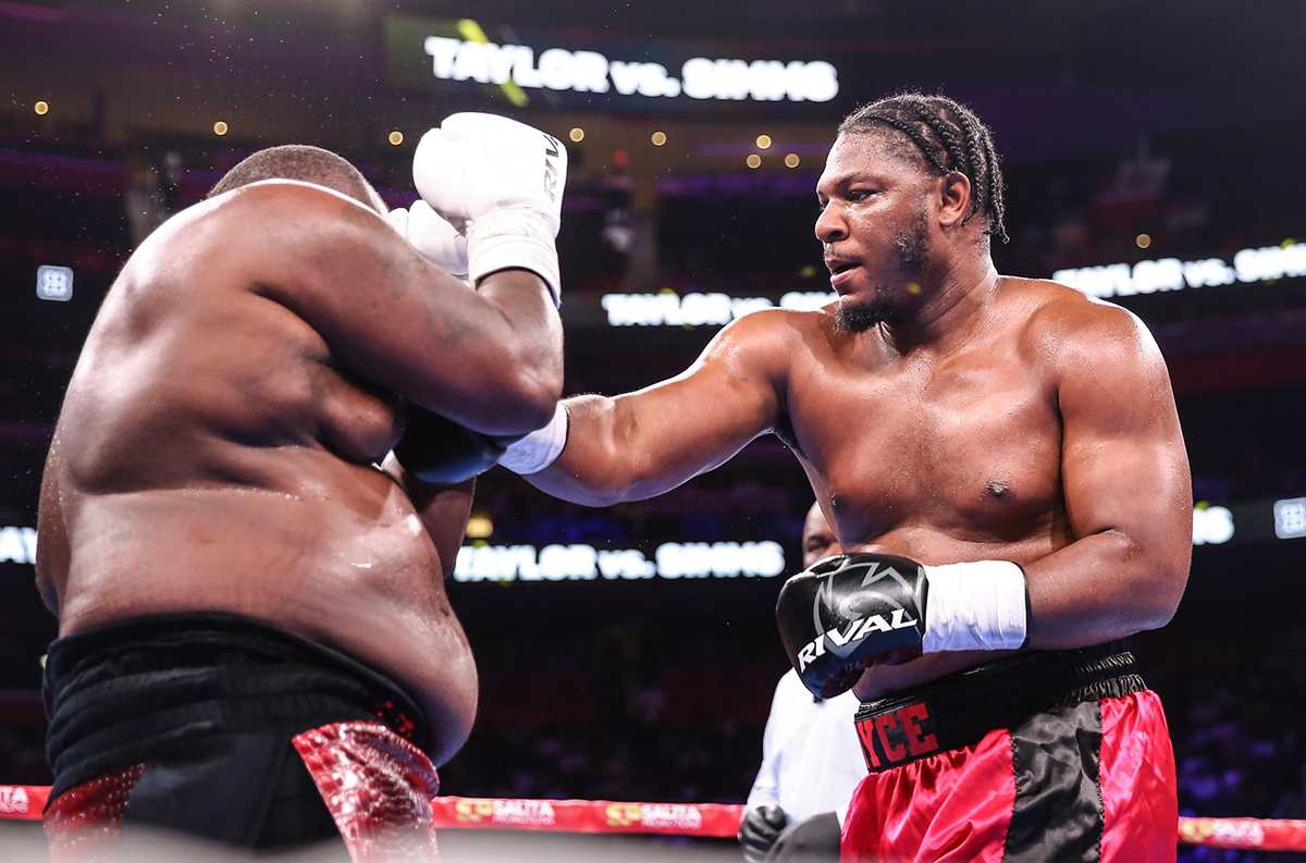 We expected more from the big men, but Pryce Taylor did what he needed to do to win against Robert Simms. Photo: Stephanie Trapp, Salita Promotions Claressa Shields