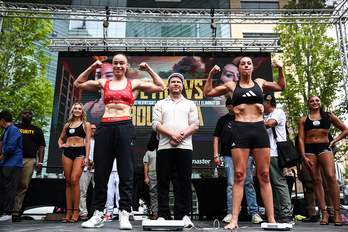 A featherweight title fight awaits the winner between Caroline Veyre and Licia Boudersa. Photo: Stephanie Trapp, Salita Promotions
