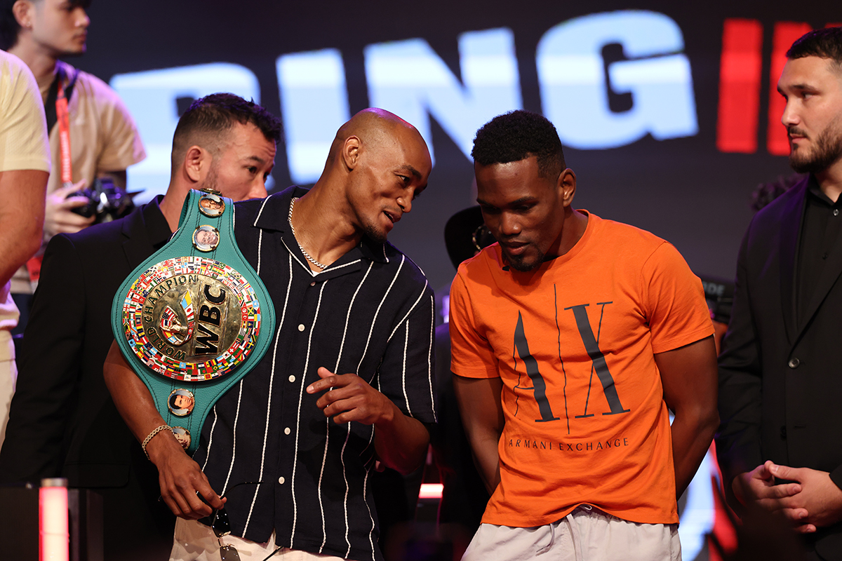 What must Alberto Puello and Subriel Matias have been thinking at the end of the news conference? Photo: Golden Boy Boxing
