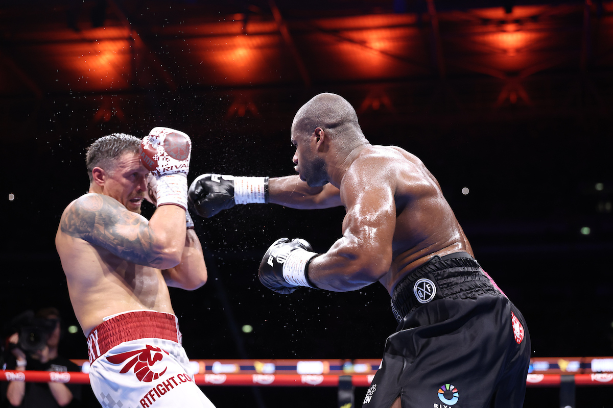 Oleksandr Usyk used footwork and upper body mobility to elude Daniel Dubois. Photo: Leigh Dawney/Queensberry