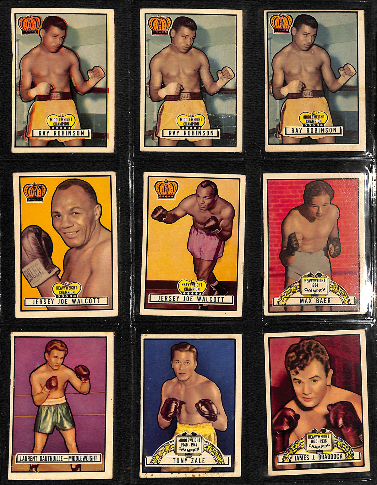 A selection of the Topps Ringside Boxing Cards produced in 1951, which were an auction item. Photo: Wheatland Auction Services