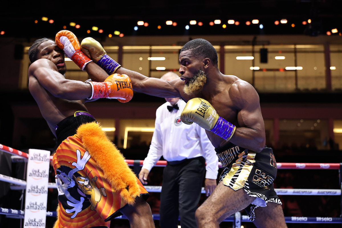 Abraham Nova did what he could to find the target, but Raymond Ford is finding an ideal mix of offense and defense at 130 pounds. Photo: Leigh Dawney/Queensberry