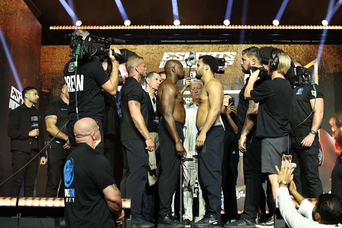 Dillian Whyte weighed in at 244.5 pounds, the lightest in ten years. Photo: Leigh Dawney/Queensberry Itauma vs Whyte