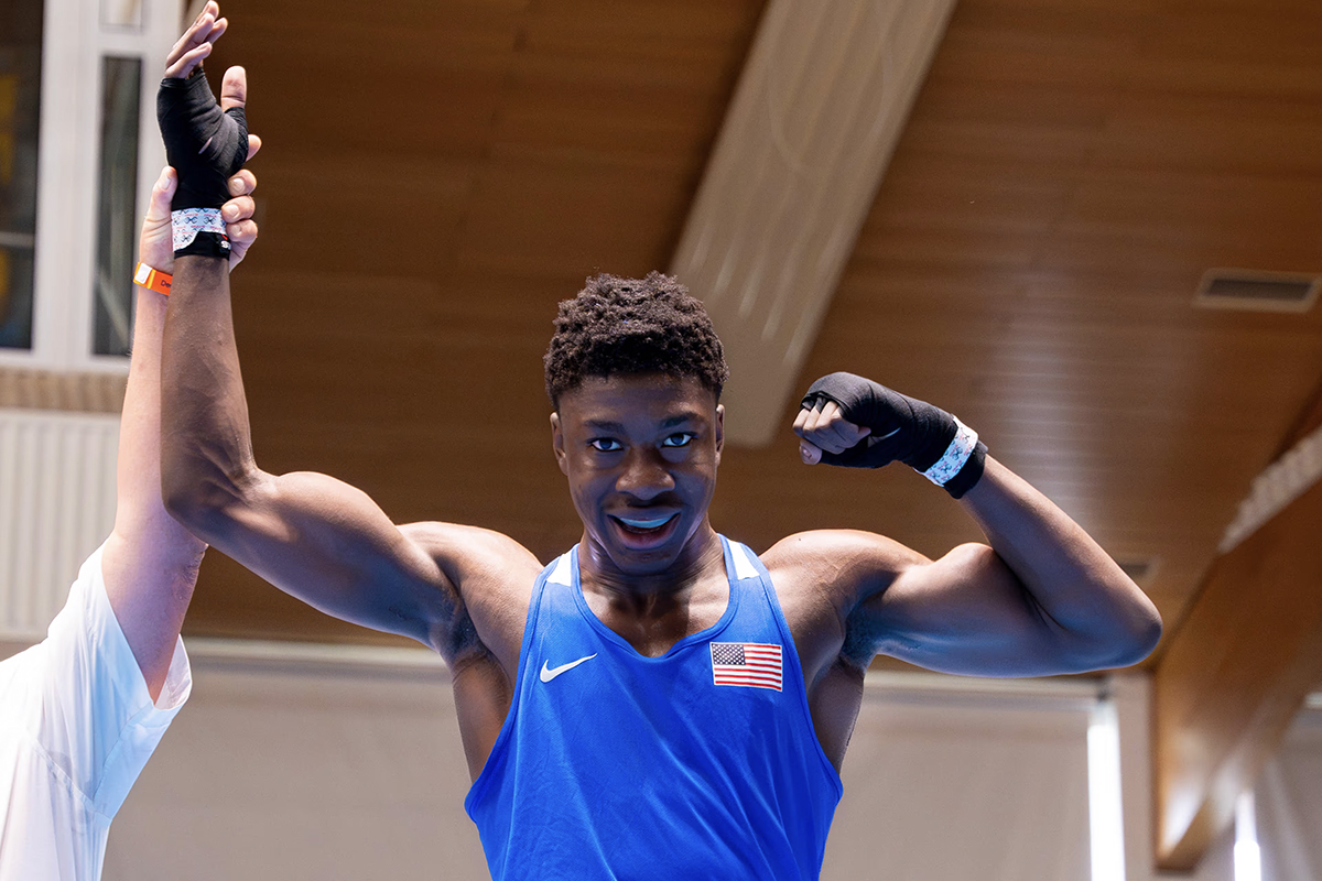 Middleweight Joseph Awinongya forced his opponent's corner to throw in the towel. Photo: Luke Santangelo, USA Boxing