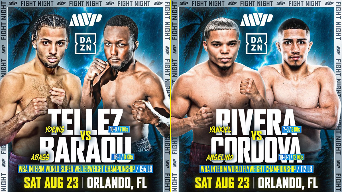 Rivera vs Cordova and Telles vs Baraou promise action Saturday in the main and co-main events.