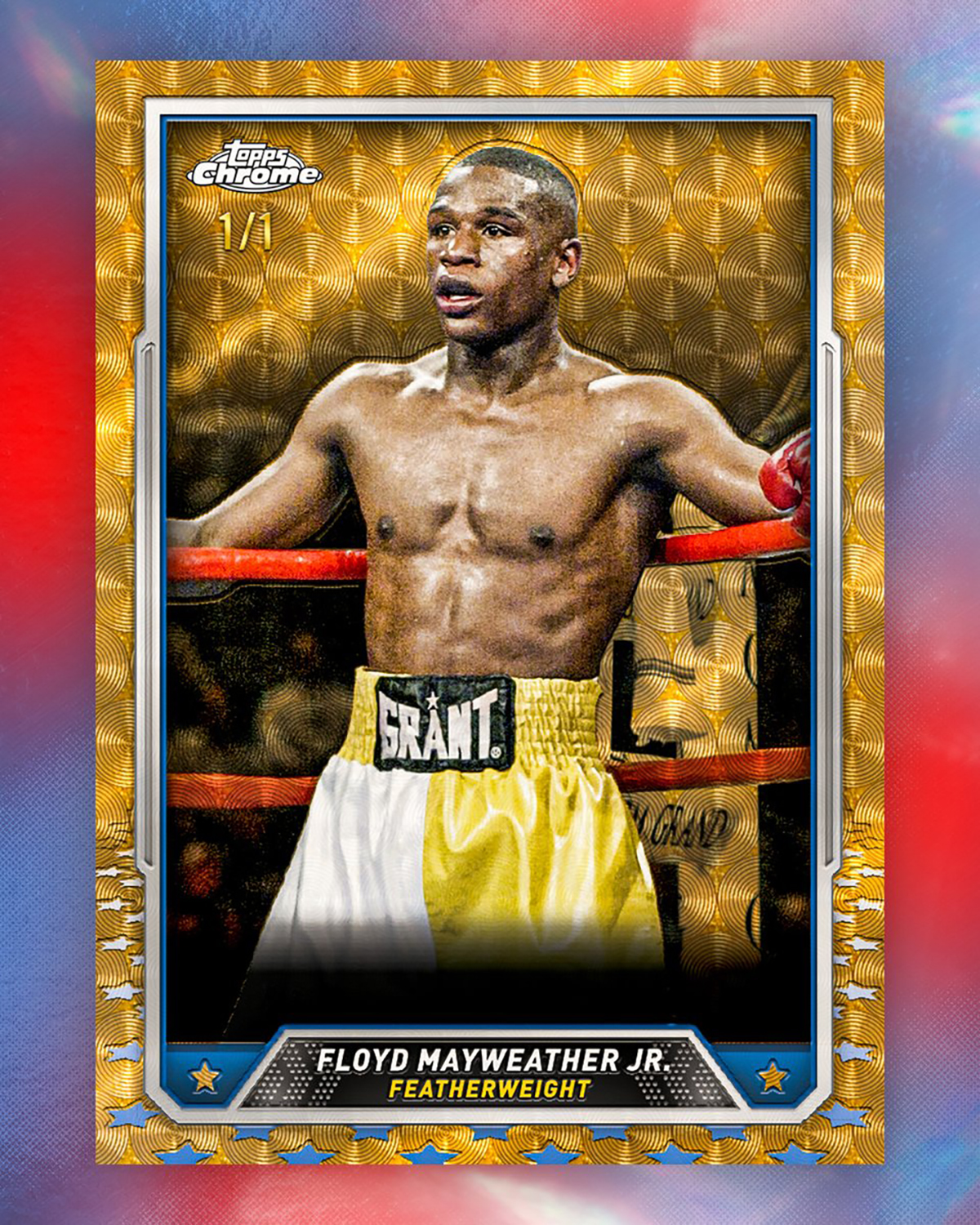Topps Floyd Mayweather card has a factual error. He never fought at featherweight. Photo: Topps