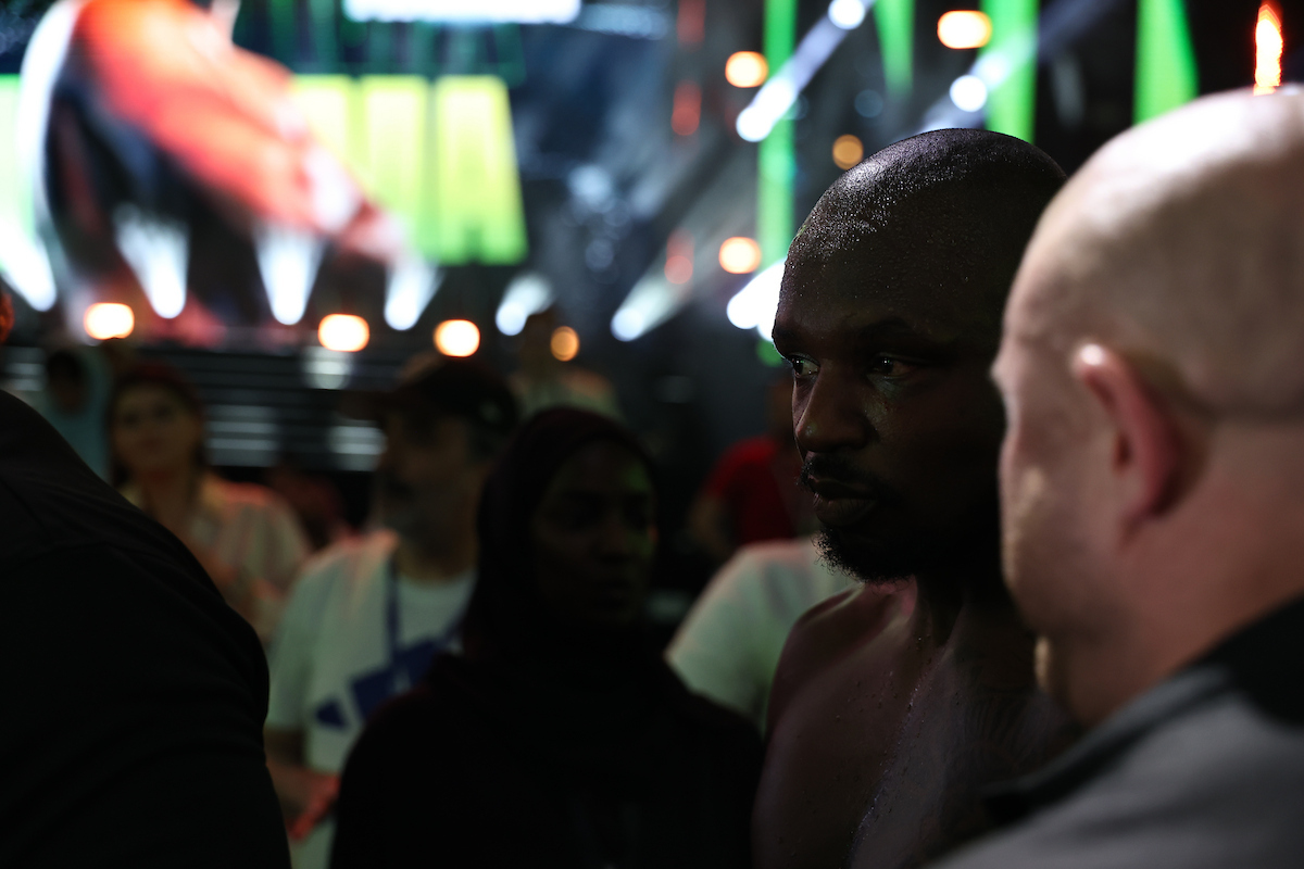 Dillian Whyte left the arena on his own two feet. It's hard to say whether fans will see him in the ring again. Photo: Leigh Dawney/Queensberry