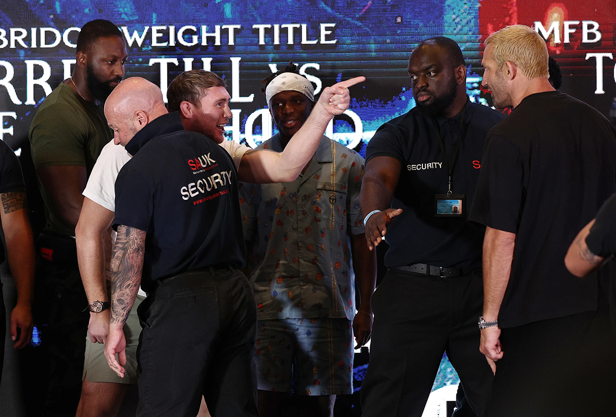 Dillon Danis and Warren Spencer got into it at their Misfits Boxing weigh-in Friday. Photo: David Cavan, Wasserman Boxing