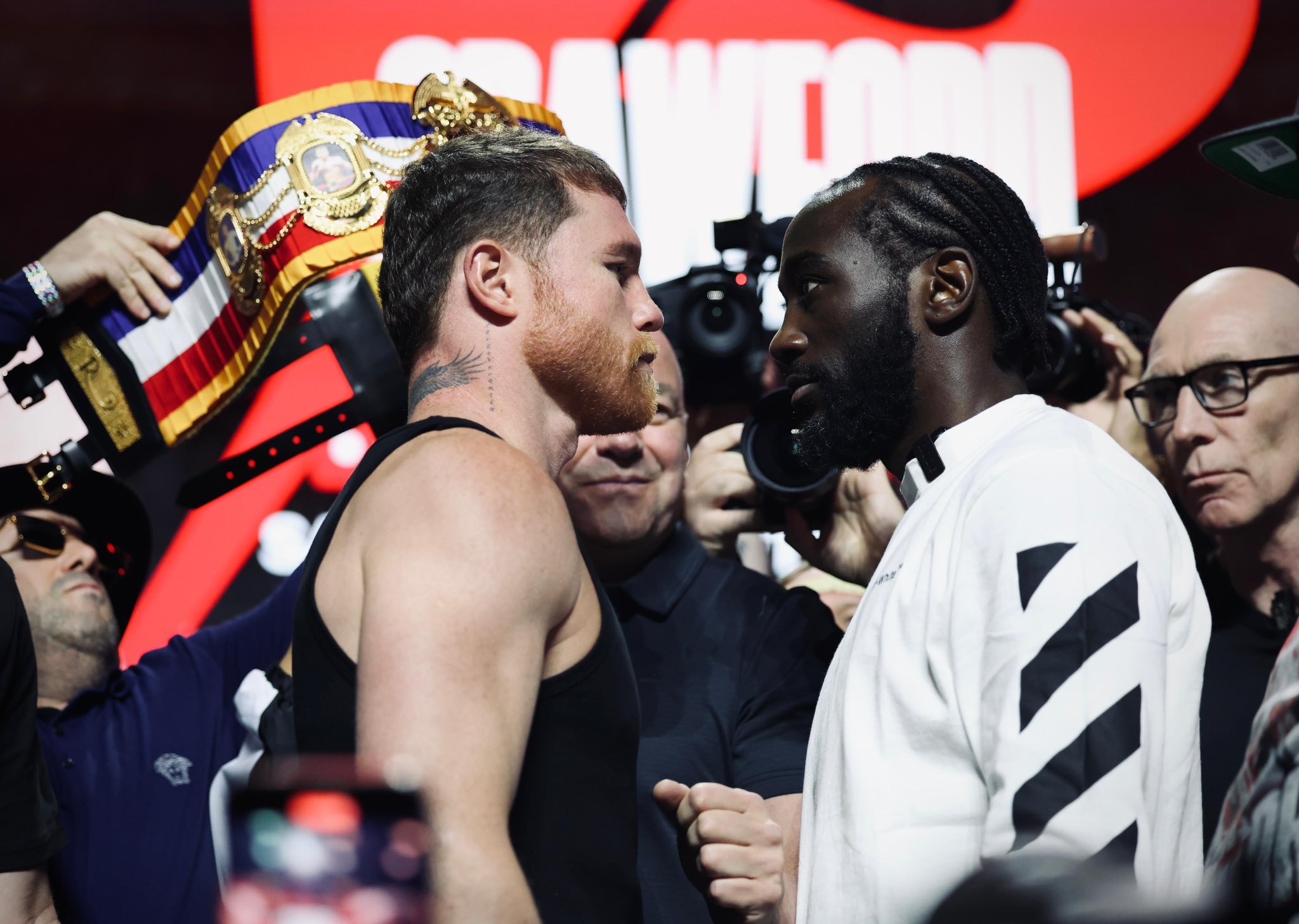 The time for the media hype and press events is nearly over. Canelo vs Crawford happens Saturday in Las Vegas. Photo: Zuffa Boxing