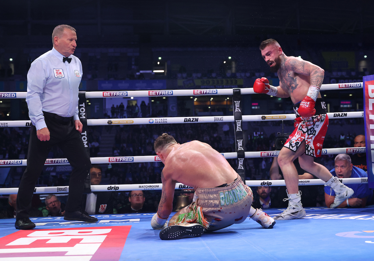 Lewis Crocker scored two knockdowns and they were the difference on the scorecards. Photo: Mark Robinson Matchroom Boxing