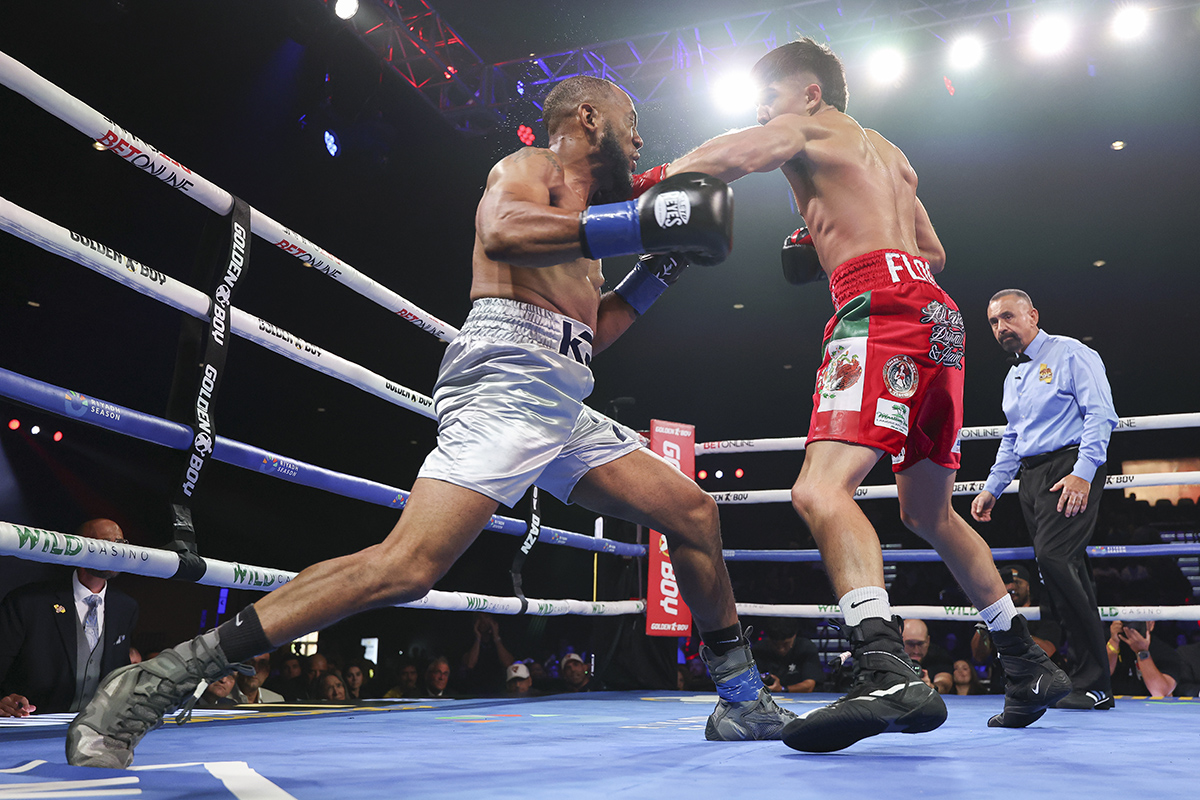Joel Iriarte got the tough test he needed from Eduardo Hernandez. Photo: Golden Boy Boxing Collazo Fundora